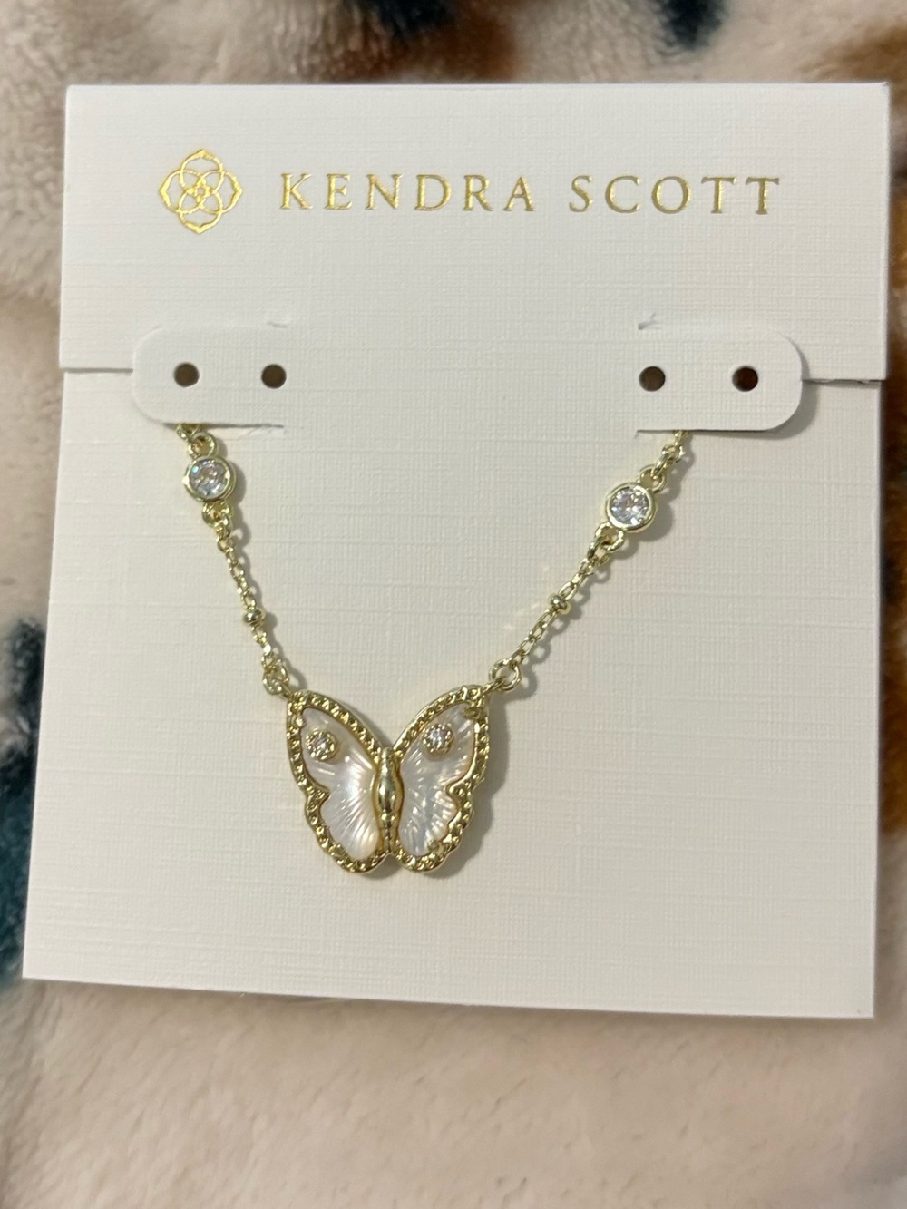 Kendra Scott Gold Butterfly Necklace with White Accents
